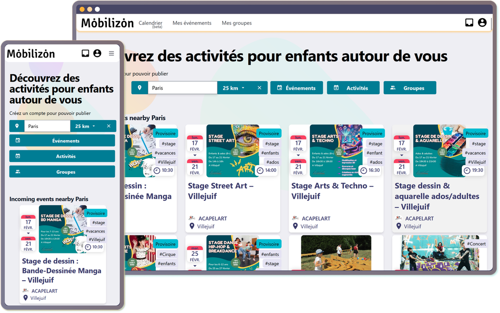 Capture d'écran de Mobilizon